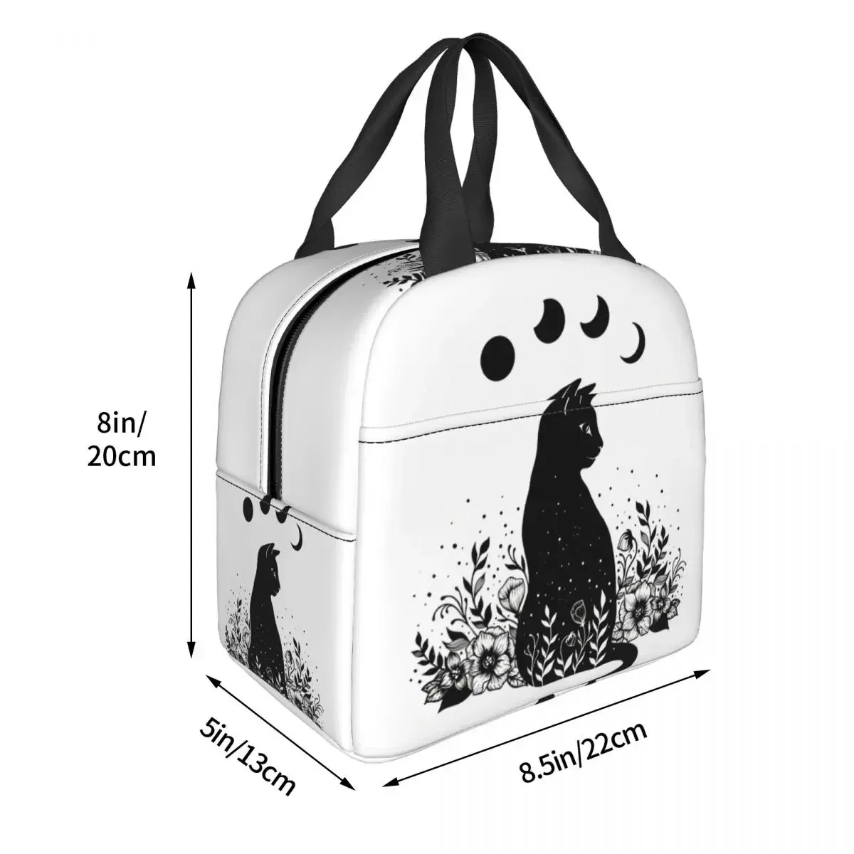 Night Garden Cat Insulated Lunch Bag Gothic Women Kids Cooler  Thermal Portable  Box Ice Pack Tote