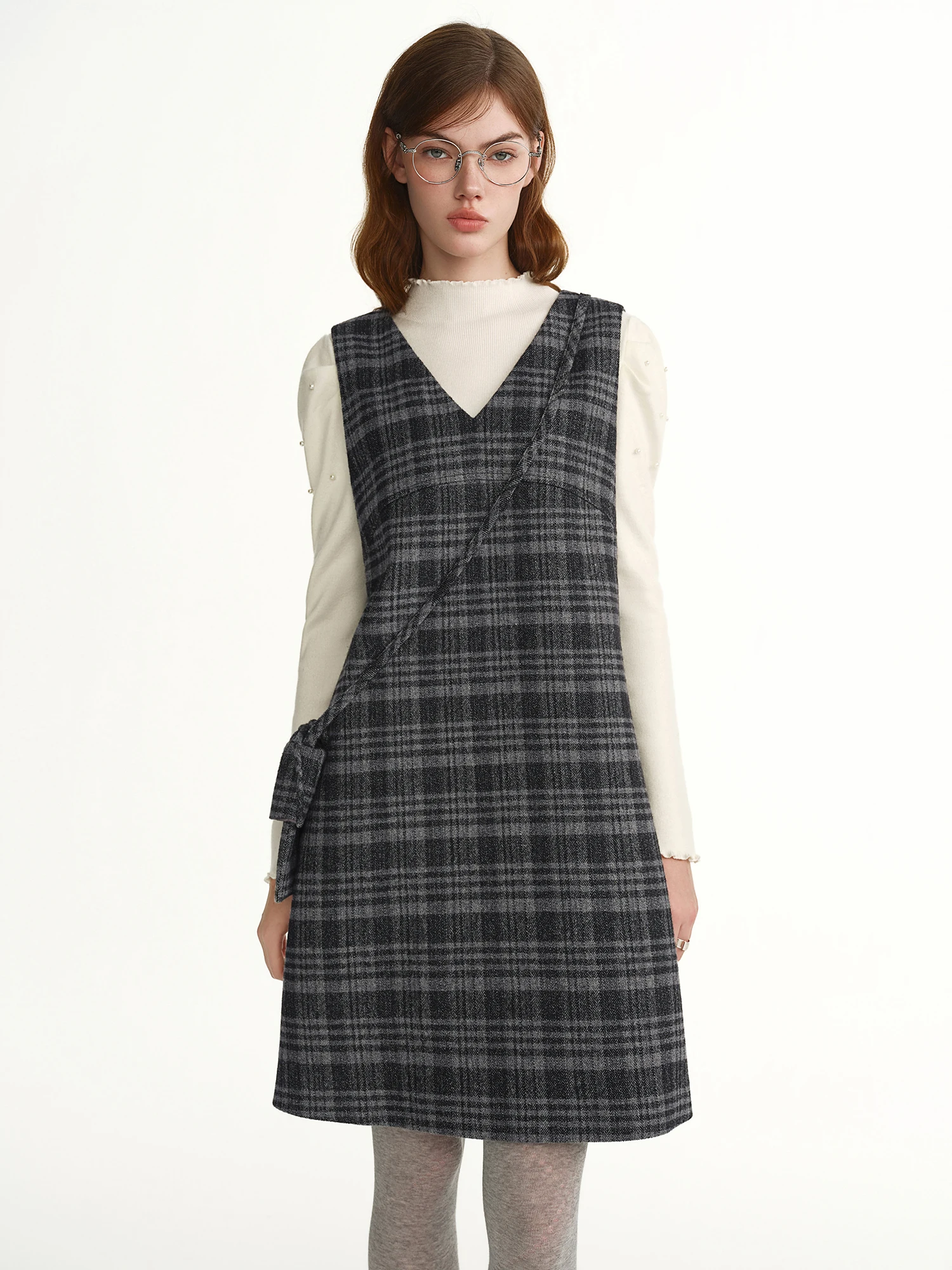 DUSHU حجم كبير المرأة الأخضر ملاحظات حقيبة كروسبودي مزين منقوشة سترة فستان 2025 شتاء جديد وصول فقط سترة فساتين مع حقيبة #3