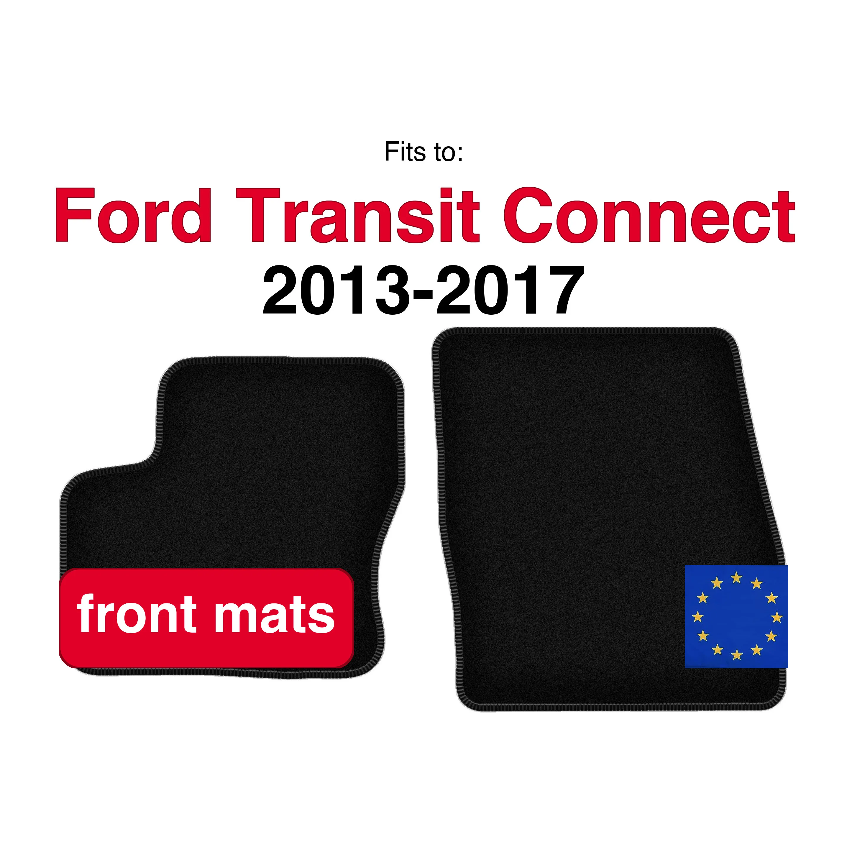 Vellum Rugs Front voor Ford Transit Connect Delivery (2013-2017) - Zwart (2 stuks) Voorkant auto vloermatten