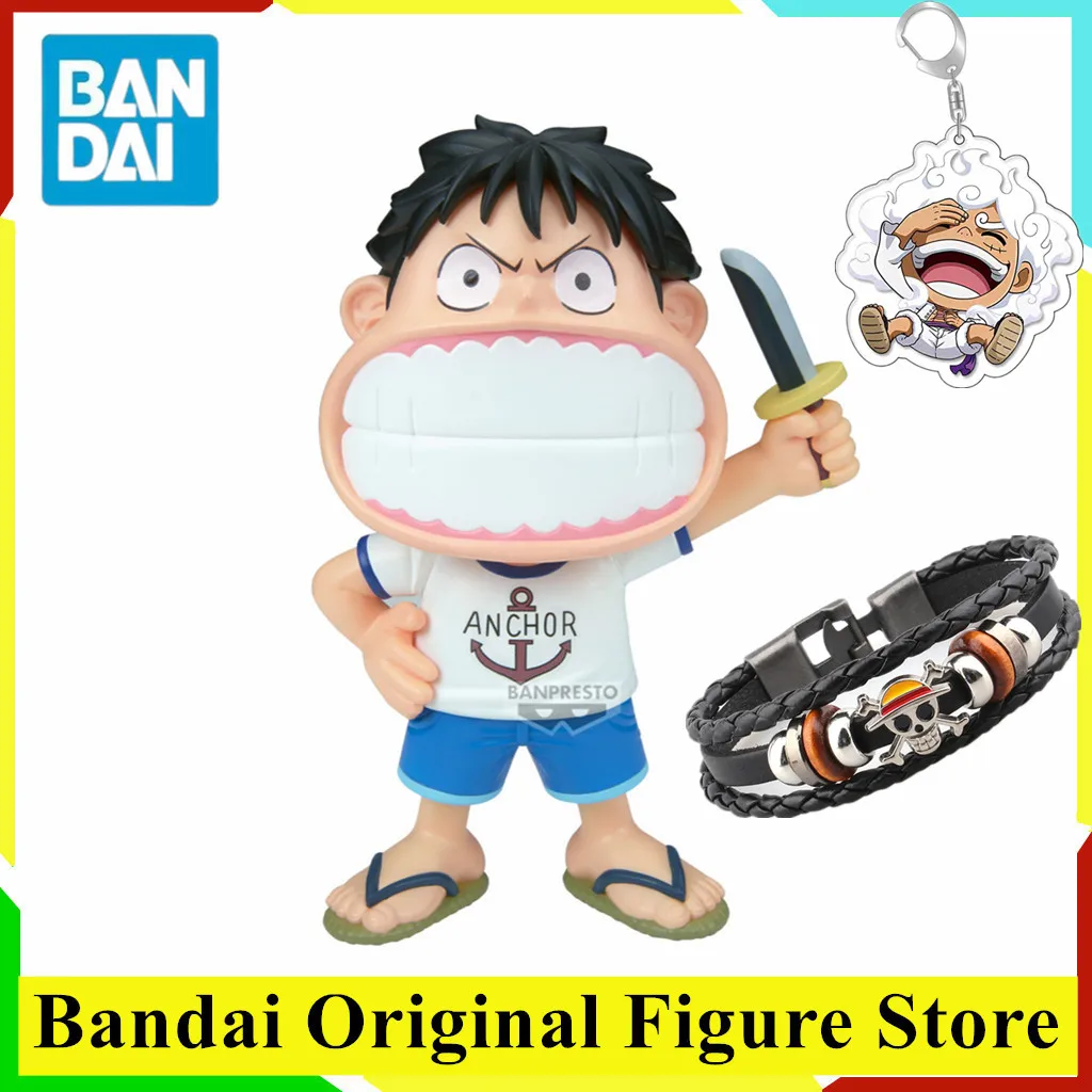 

Original BANDAI SOFVIMATES ONE PIECE Monkey D Luffy Action Figure Toys BANPRSETO Kwaii Q Ver. Anime Doll PVC Model Collection