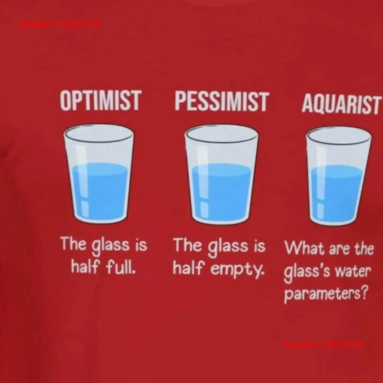 T-shirt Optimiste Pessimiste Aquariste pour les passionnés d'aquariophilie, style vintage, délavé, doux, décontracté, légèrement extensible, élégant