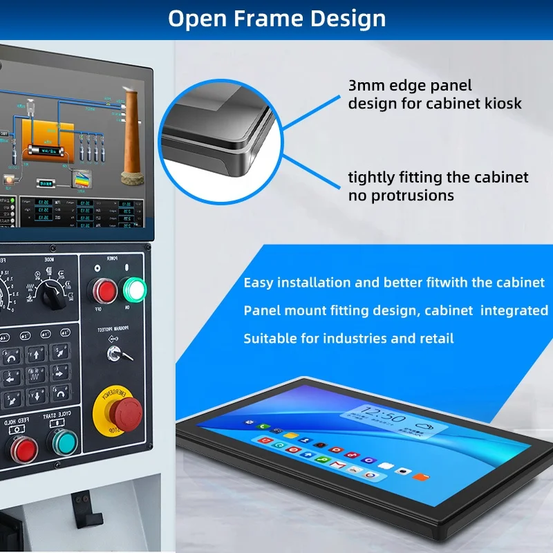 7-32 Inches IP65 Open Frame Industrial Touch Screen Monitor Rugged Tablet PC Mini PC Automation Computer For SelfVending Machine