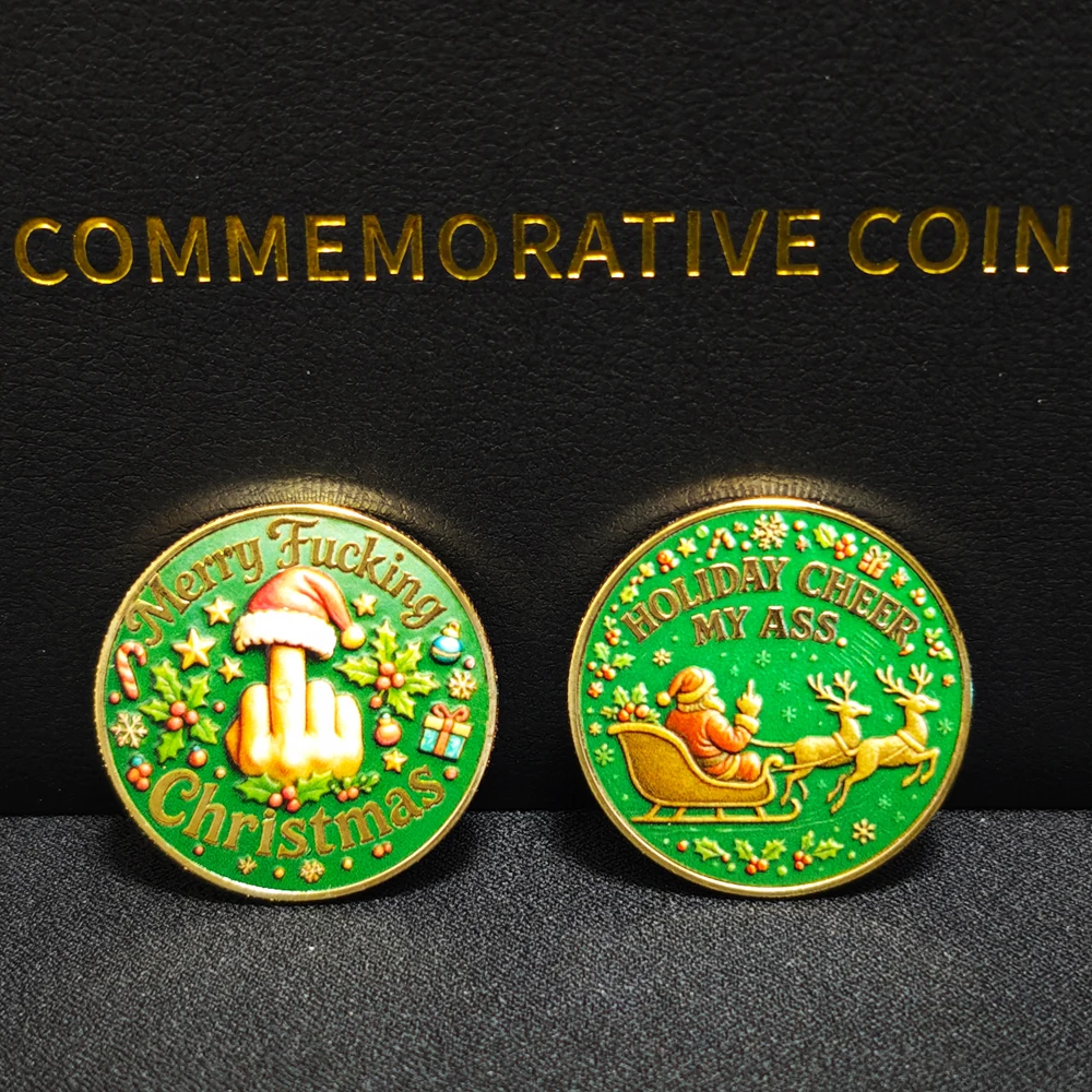 Funny Xmas Santa Middle Finger Enamel Medal Adult Humor Badge Holiday Prank Collectible Metal Decor Party Souvenir Gift