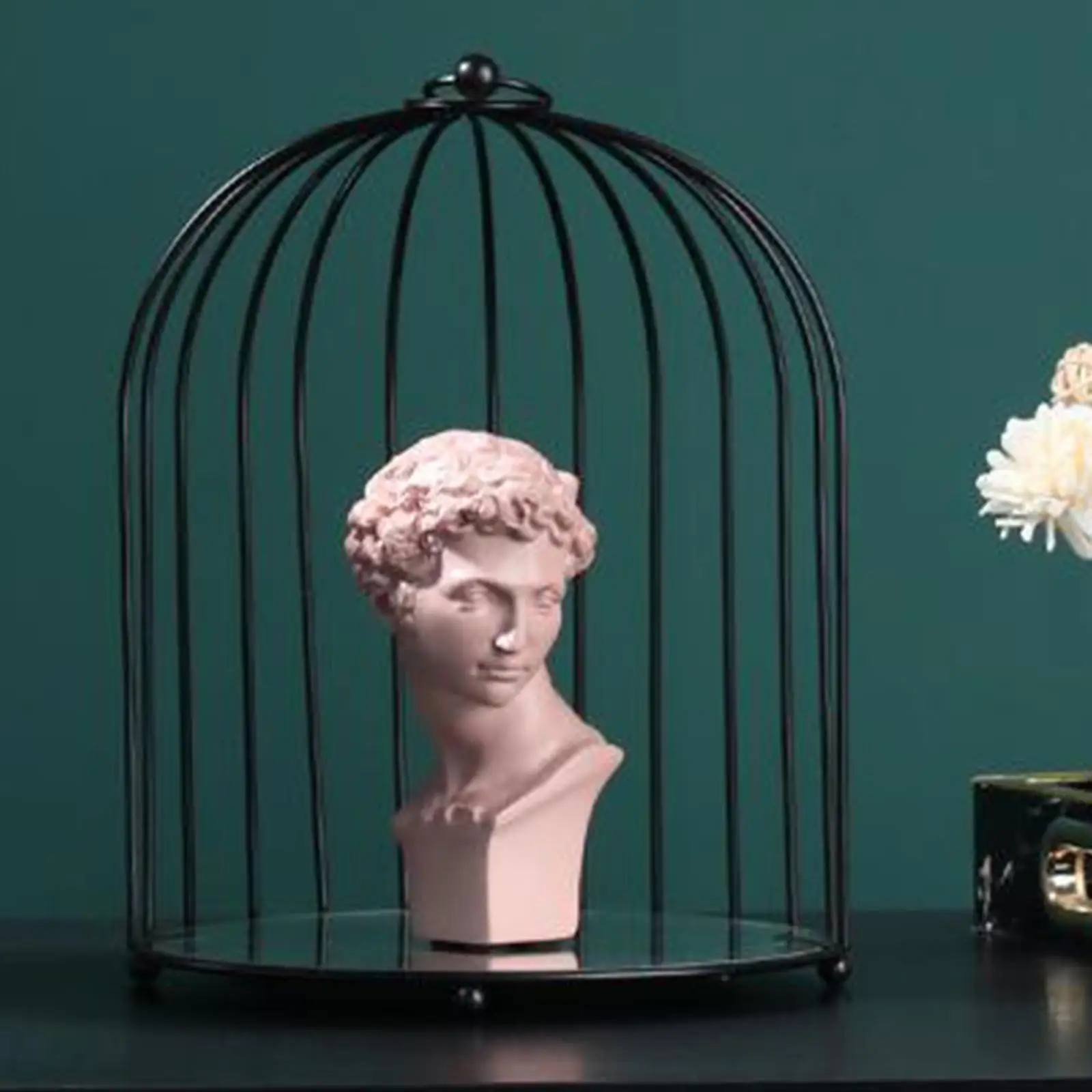 Jaula de hierro para pájaros, organizador de Perfume para escritorio, collar de maquillaje, estante para vinagrera de cocina