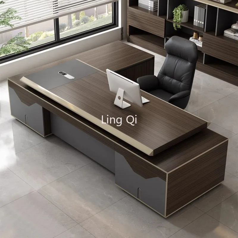 Office Desk Work Dressing Table Writing Computer Desks Gaming Tables Bedroom Home L Shaped Workshop Professional Furniture Boss image 3