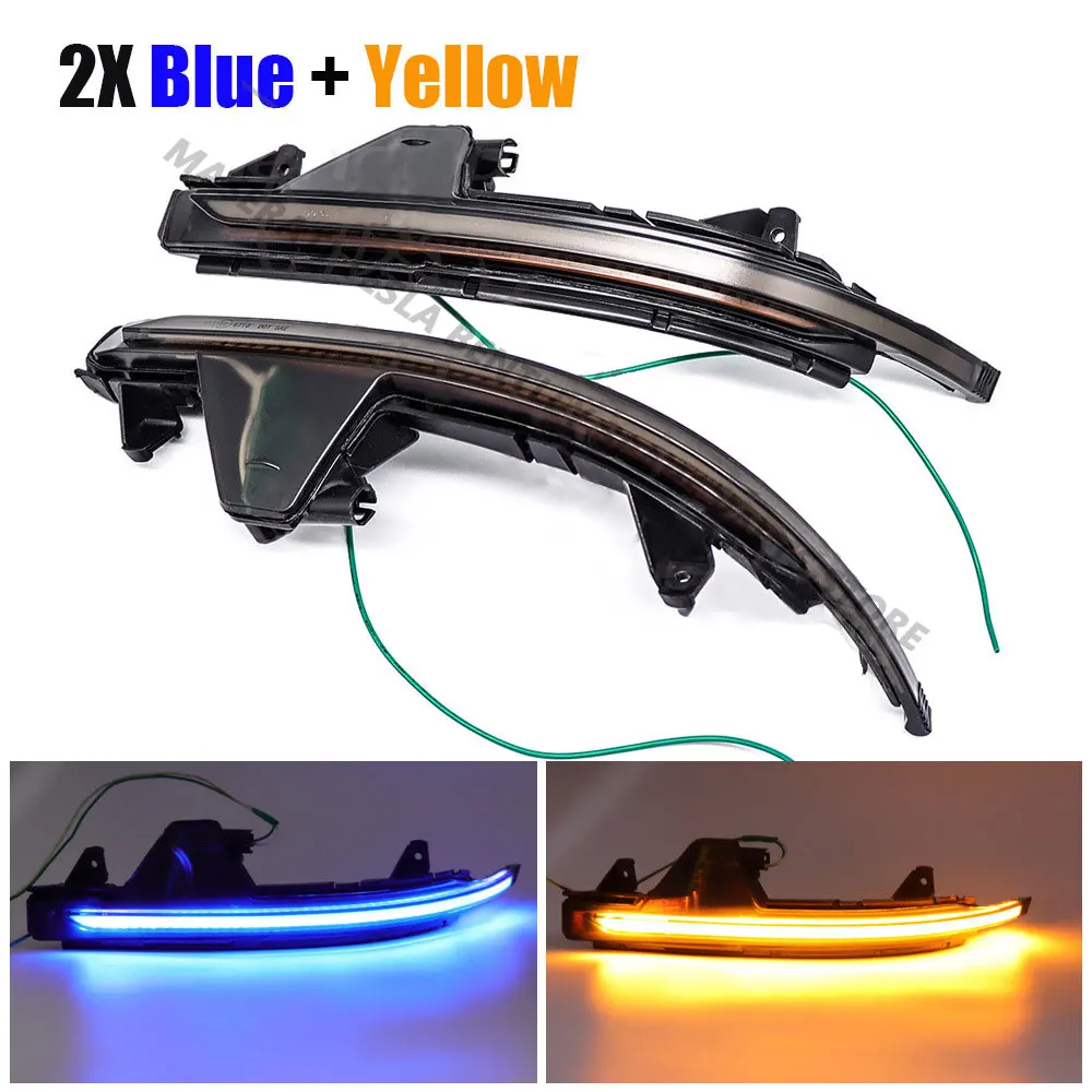 For Audi A7 S7 RS7 2011-2017 Smoked Black Flowing Light Dual Color Rearview Mirror Modification LED light