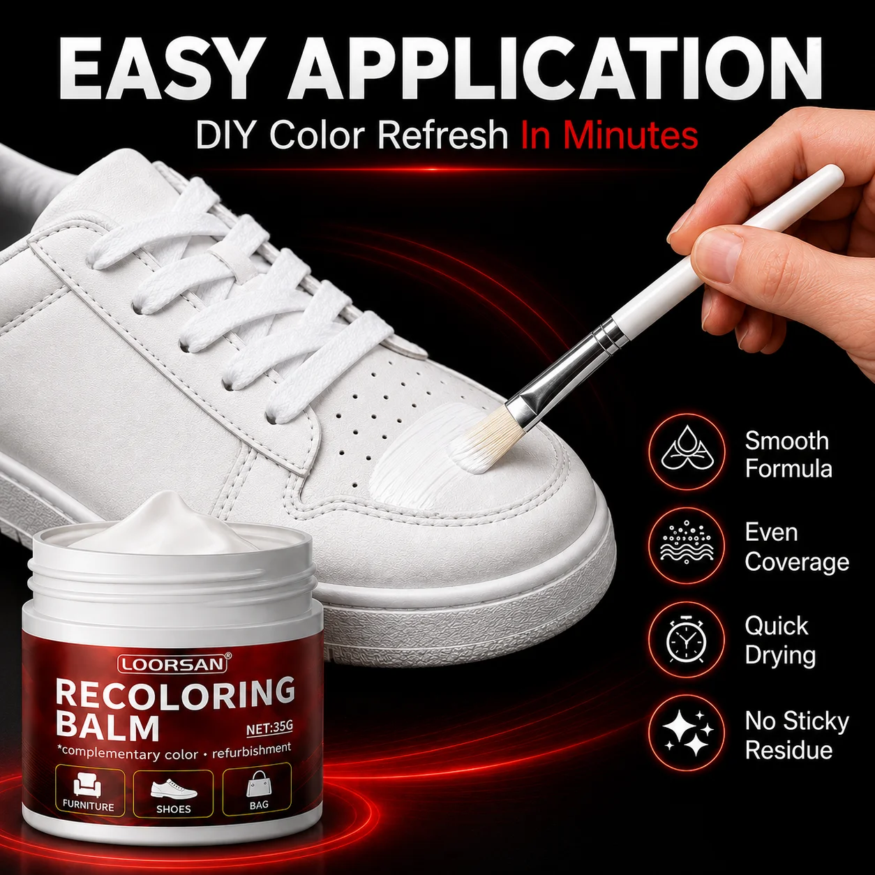 White Sneaker Restoration Cream Shoe Recoloring Balm Scuff Mark Cover Leather Repair Polish For Worn Shoes Bags Boots