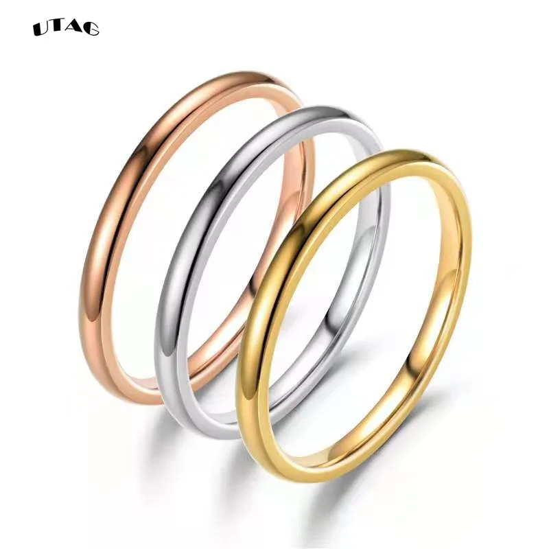 UTAG High quality 2mm Wholesale Simple Ring Fashion Rose Gold Ring Men's and Women's Exclusive Couple Wedding Ring