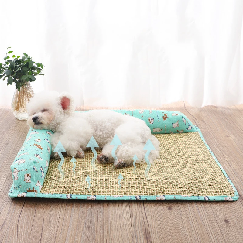 

Cooling Puppy Bed Summer Dog Rattan Wave Mat Accessory for Small Breeds Dogs Medium Pet Large Beds Sofa Blanket Baskets Cats