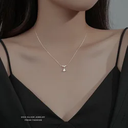 925 Sterling Silver Exquisite Zircon Drop Necklace Clavicle Chain for Women Simple Temperament Wedding Party Jewelry
