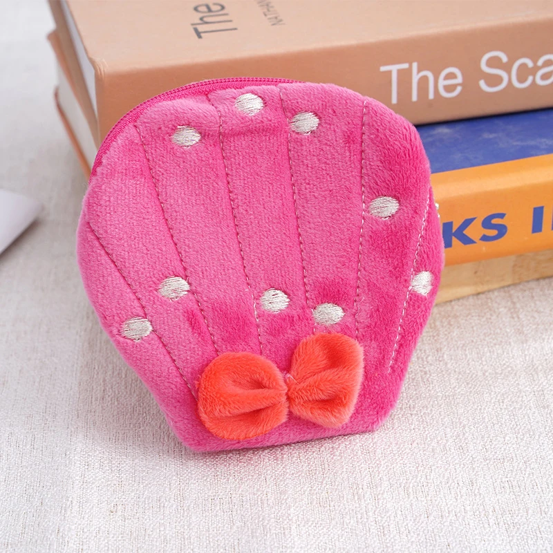 Cute Scallop Plush Coin Purse, Chaveiro Carteira, Doces, Fone de ouvido, ID, Cartão De Crédito, Armazenamento De Sacos, Cabo De Dados USB, Bolsa Titular Bag, Pingente