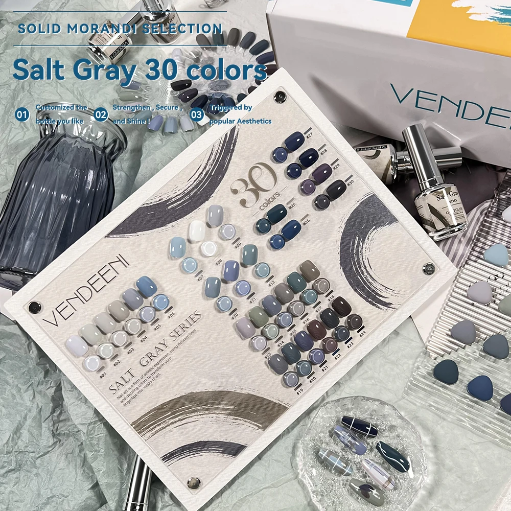 Vendeeni Most Popular Fall Winter 30 Colors Gray Nail Gel Uv Wholesale Gel Polish 15ml Private Label Nail Polish Hema Free