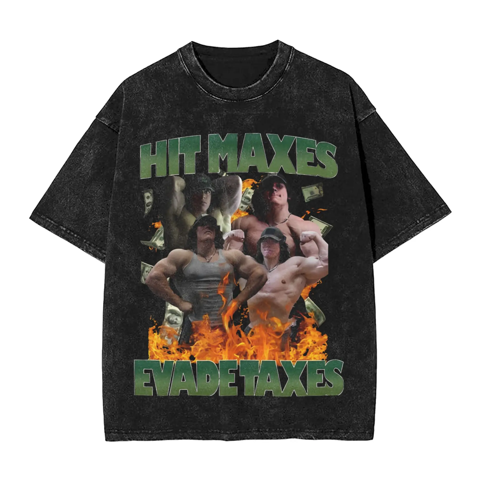 

Summer Sam Sulek Hit Maxes Evade Taxes Washed T Shirts Apparel Oversize T-Shirt Men Women Tee