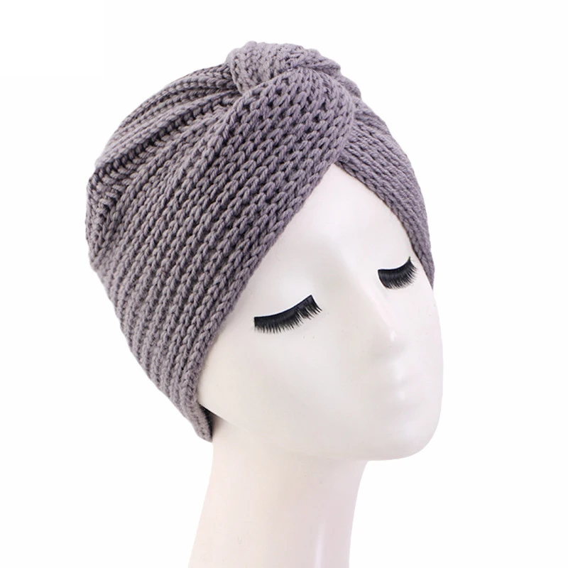 

Women's Knitted Turban Hat Bohemia Cross Knotted Knitted Turban Hats Wrap Head Lndian Bonnet Turbante Cap Chemo Autumn Winter