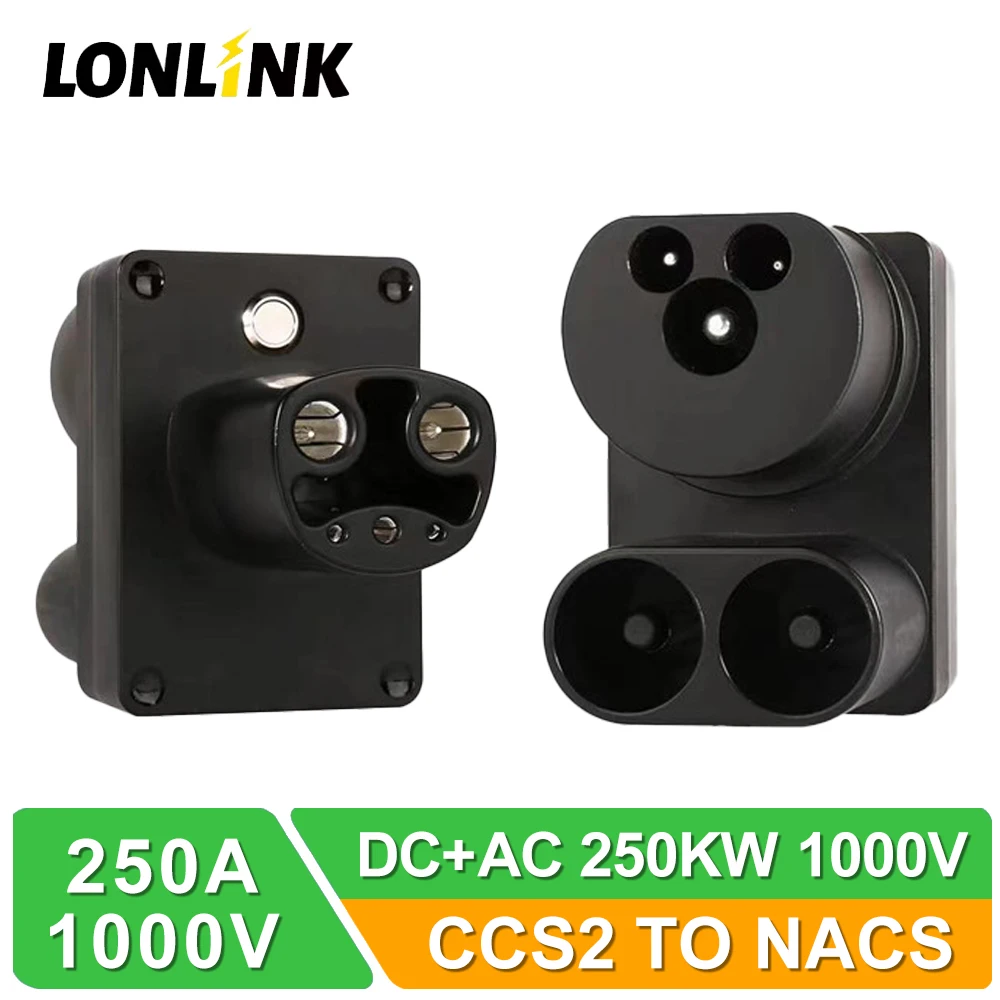 LONLINK CCS2 to Tesla EV Charger Adapter AC+DC 250A 1000V Electric Vehicle DC Charging CCS2 To Tesla Convertor dc combo 2