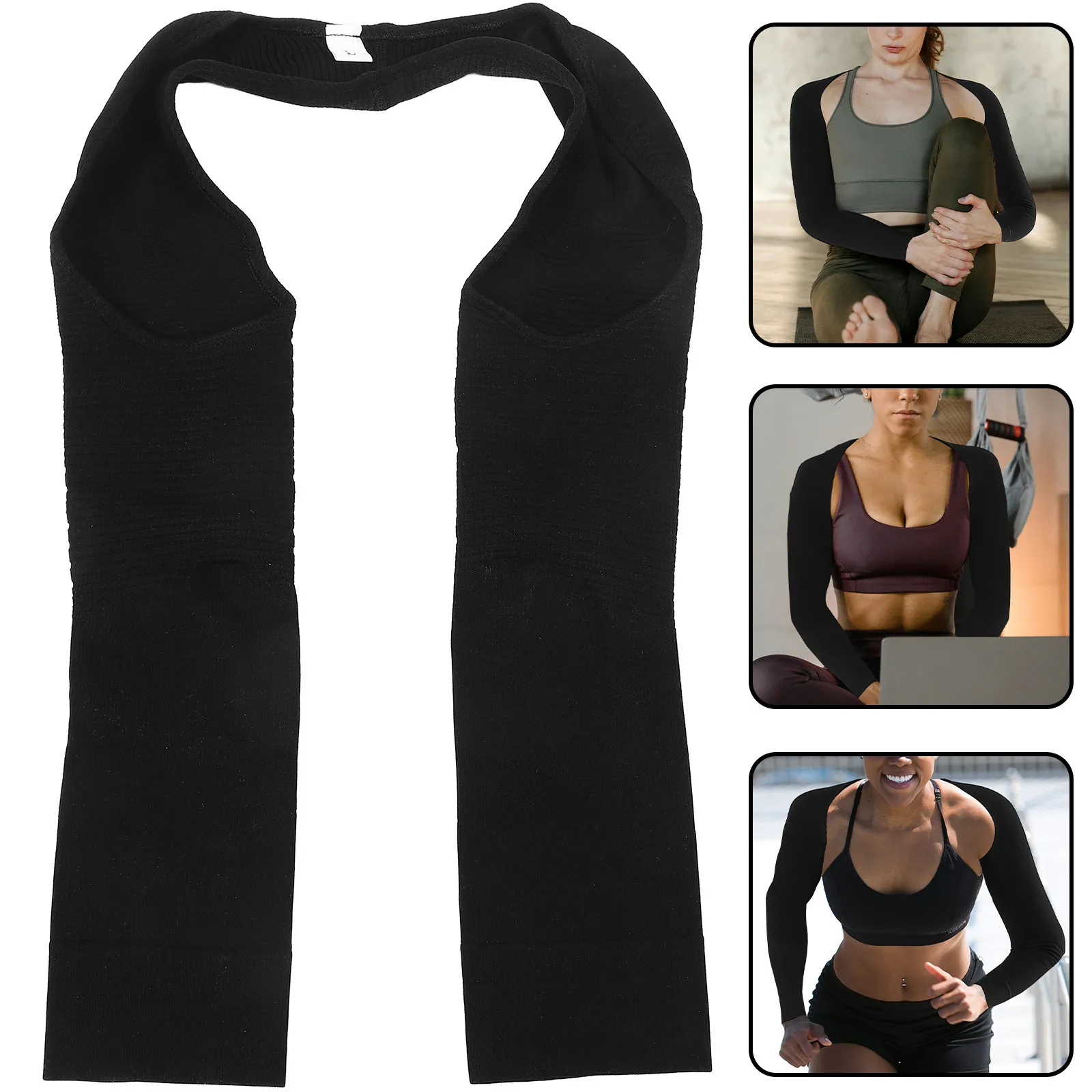 Long Sleeve Arm Shaper for Women Elastic Compression Arm Slimming Shaper Wrap with Posture Correction Back Support