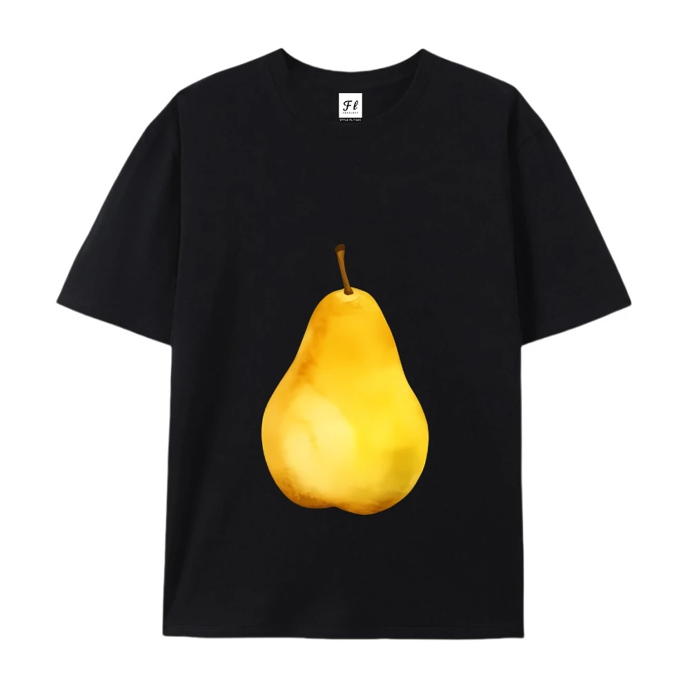 Pear พิมพ์เสื้อ \ \ \ \ \ \ \ \ \ \ \ \ \ \ \'s เสื้อยืดคอกลมฤดูร้อนสไตล์ใหม่หลวมเกาหลีผ้าฝ้ายแฟชั่นเสื้อลําลอง