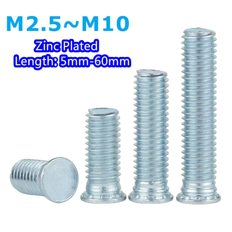 Self Clinching Studs Pressure Rivet Screw Carbon Steel Zinc PlatedM2.5 M3 M4 M5 M6 M8 M10 FH/FHS Flush Head Studs