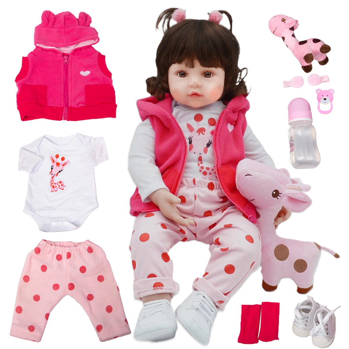 55cmDoll Reborn Boneca Bebe Reborn Doll Corpo De Silicone Pode Tomar Banho Chupeta Magnetic Presente De Crianças Barato Promoção