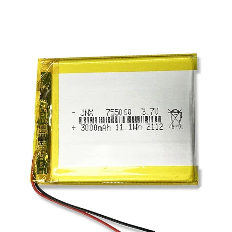 New 3.7V 3000mAh Li-ion Battery 755060 Polymer Batteries Suitable for Mobile Power Toys Tablet Laptop Beauty Medical Equipment