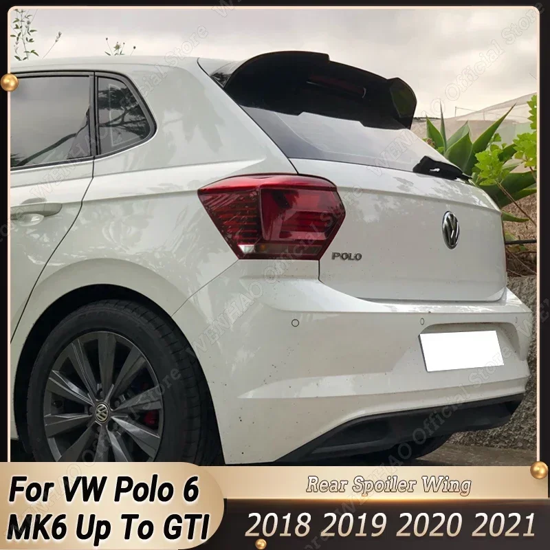 For Volkswagen Polo 6 MK6 Up To GTI 2018-2021 Gloss Black GTI Style Car Rear Trunk Roof Spoiler Wing Exterior Body Kits