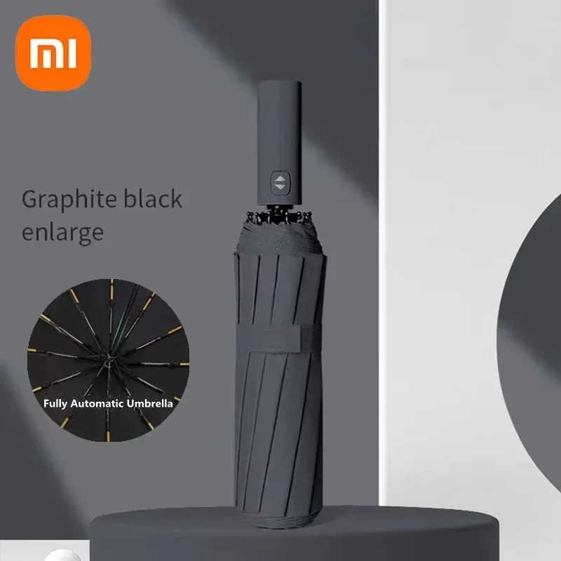 Xiaomi Fully Automatic Umbrella 24 Bone Black Glue With Thick And Durable Keel Three Fold Umbrella UV Resistant Folding Umbrella