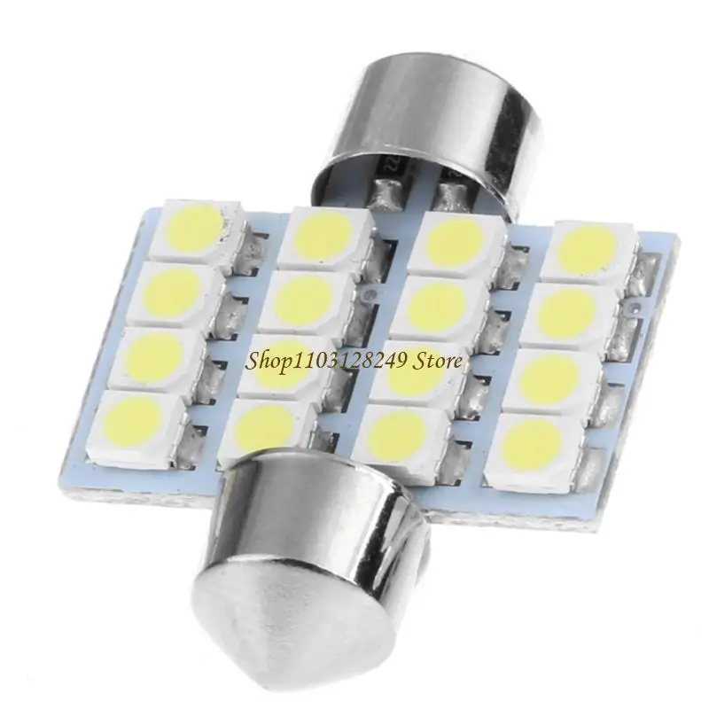 N5KD 1Pc 31mm 3528 16SMD Car LED Dome Festoon Double-Tip Roof License Plate Light