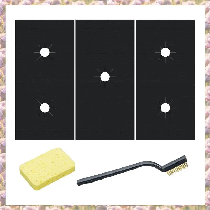 -FTGT 3 قطع أغطية علوية لموقد الغاز، واقي موقد قابل للغسل وقابل لإعادة الاستخدام لمجموعة الغاز، حرارة سميكة 0.4 مم، سهل الاستخدام #1