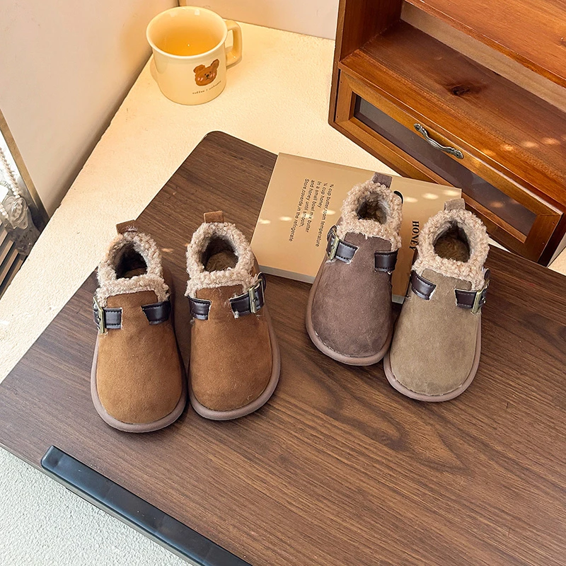 

Children's shoes, kids cotton shoes, winter new style with added fleece, thick and warm children's snow boots for girls