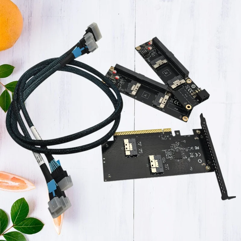 

Комплект адаптерной карты Slimsas 2Port 8I X2 для слота PCIe 5.0 X16, плата-райзер SFF8654 GEN5 для GPU с 6-контактным питанием для графических карт и процессоров