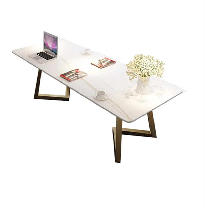 Rock slab office tables and chairs light luxury conference  long  simple modern meeting  large  workbench