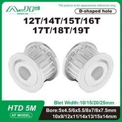 HTD 5M Timing Pulley D Hole 12T/14T/15T/16T/17T/18T/19Teeth 5M Synchronous Wheel Bore 5x4.5mm-15x14mm for Belt Width 6mm/10mm