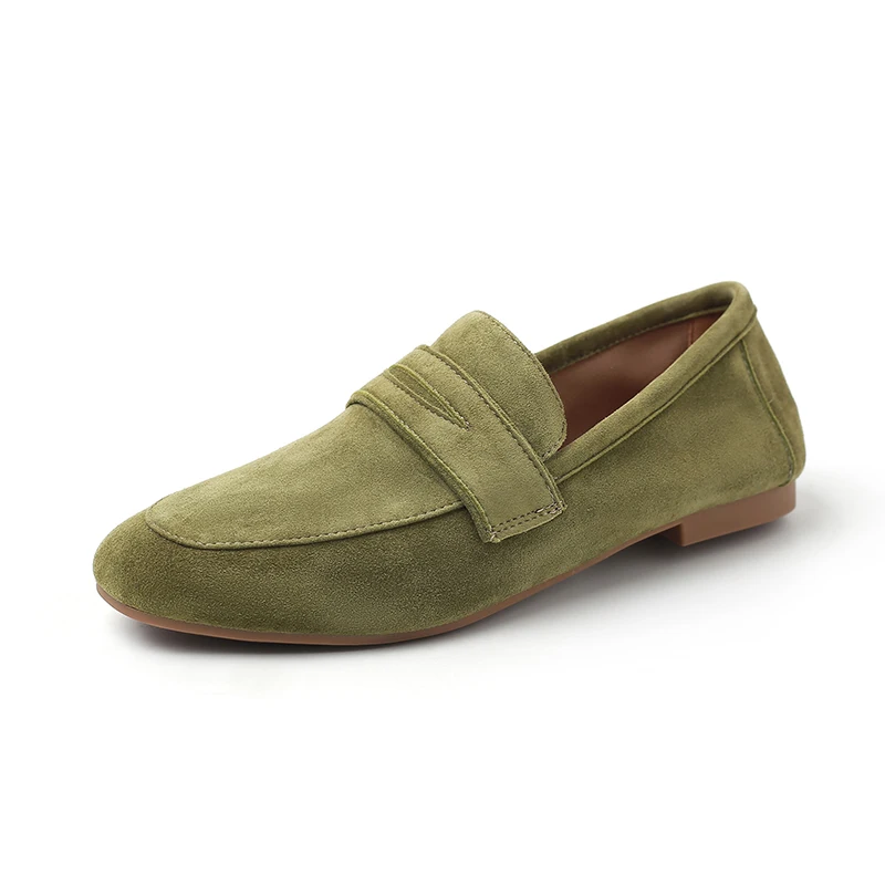 

Women Flats Spring Autumn Mules Classic Style Simple Shoes Natural Suede Round Toe Slip On Loafers Woman Work Driving Daily Shoe