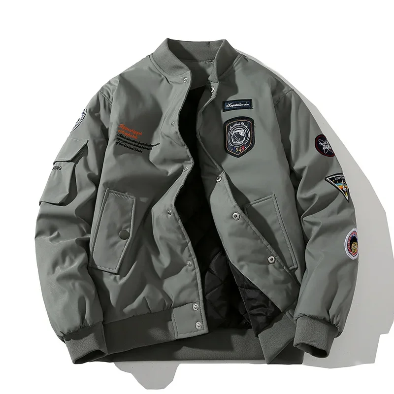 Chaquetas acolchadas de algodón para hombre, abrigos de bombardero, rompevientos, Parkas gruesas y cálidas, prendas de vestir exteriores de béisbol de la Fuerza Aérea