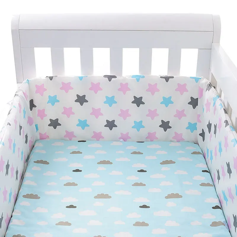 200*30 CM Nordic Stars Baby Bed Thicken Bumpers Zipper Design One-piece Crib Around Cushion Cot Protector Pillows