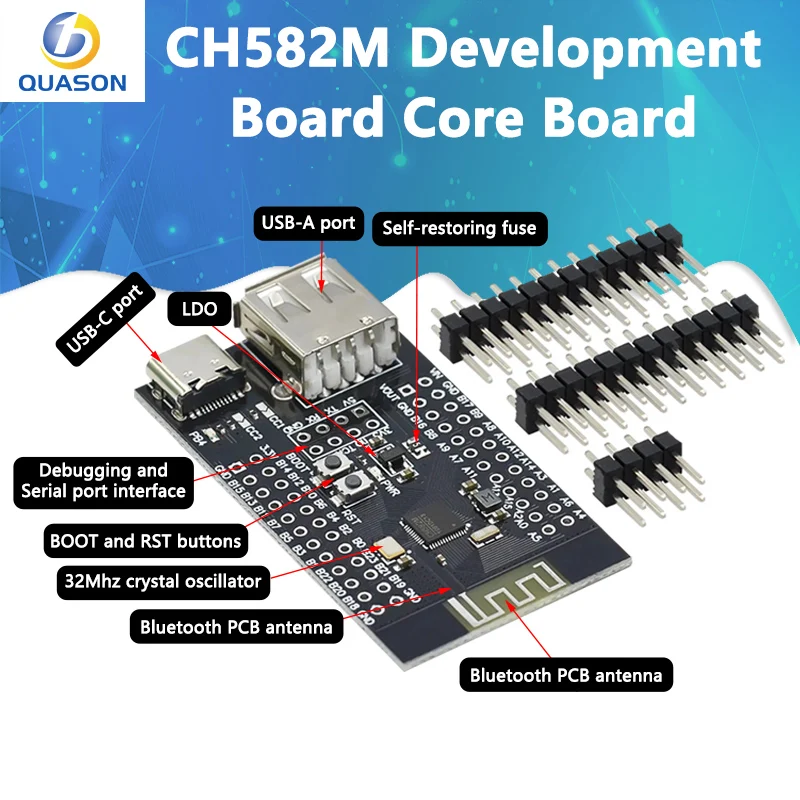 CH582M Development Board Core Board BLE Wireless Bluetooth Microcontroller Low Energy Bluetooth MCU Dual USB