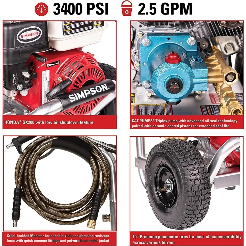 Cleaning ALH3228-S Aluminum Series 3400 PSI Gas Pressure Washer, 2.5 GPM, HONDA GX200 Engine, CAT Triplex Pump