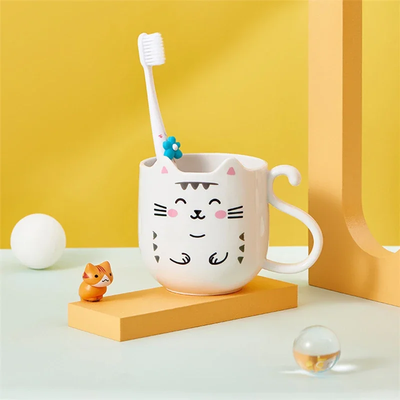 300-400ML Children Milk Coffee Cup With Handle Mug Plastic Water Cup Heat Resistant Cartoon Mouthwash Toothbrush Cup