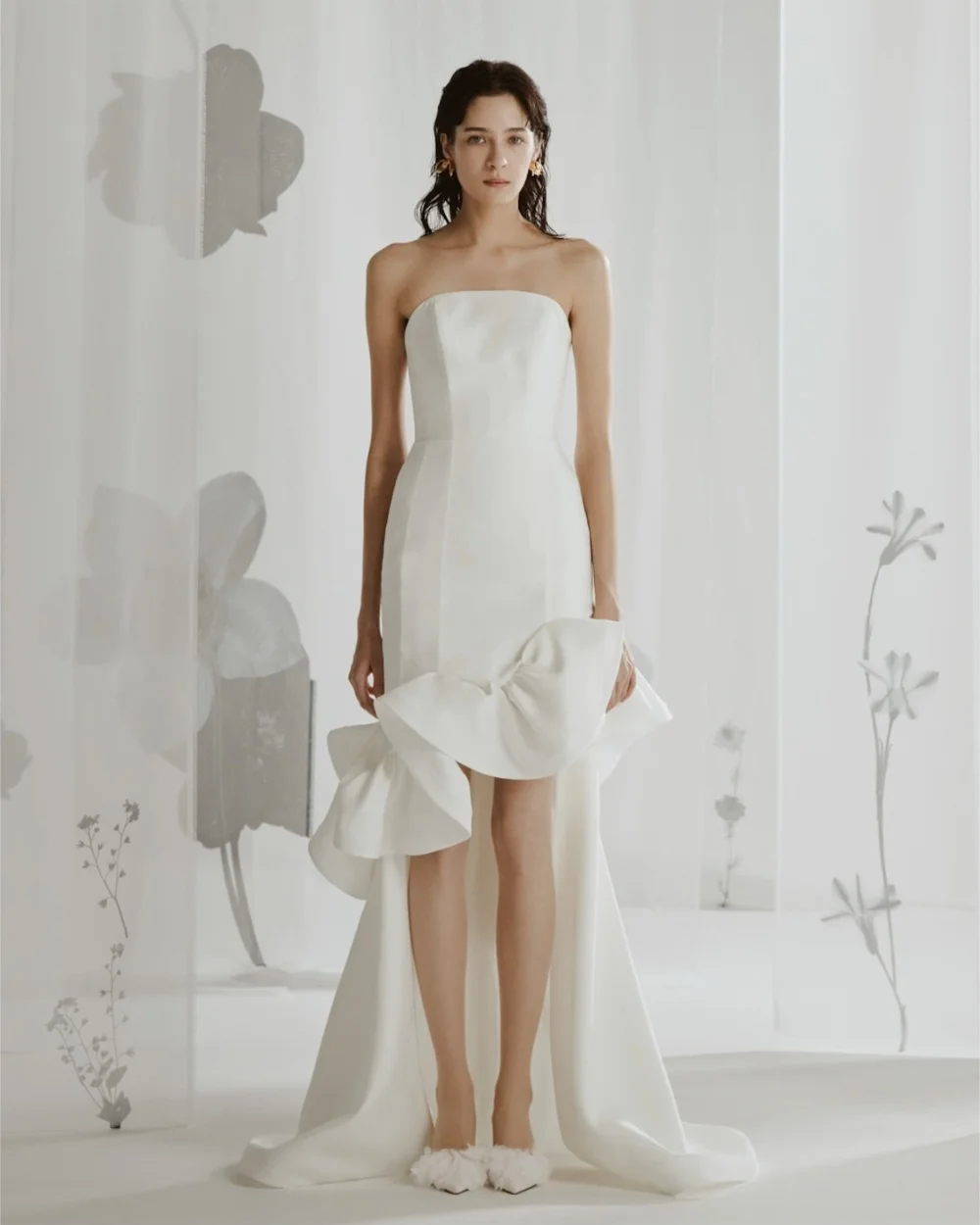 

Customized Modest High Quality Jersey Pleat Ruched Mermaid Strapless Beige Floor-Length Evening Dresses For Wedding Party