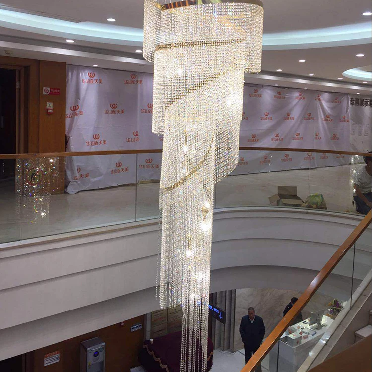 Modern Design Decoration Pendant Light Custom Large Project Luxury Metal Crystal LED Hotel Chandelier