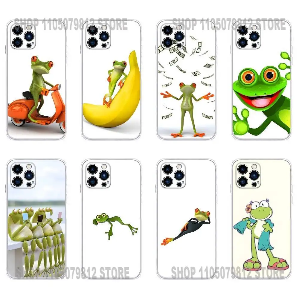

Cute Funny Frog Phone Case For iPhone 17,16,15,14,13,12,11 X,Plus,Pro,Max,XR,Plus,E,Mini Transparent Soft Cover