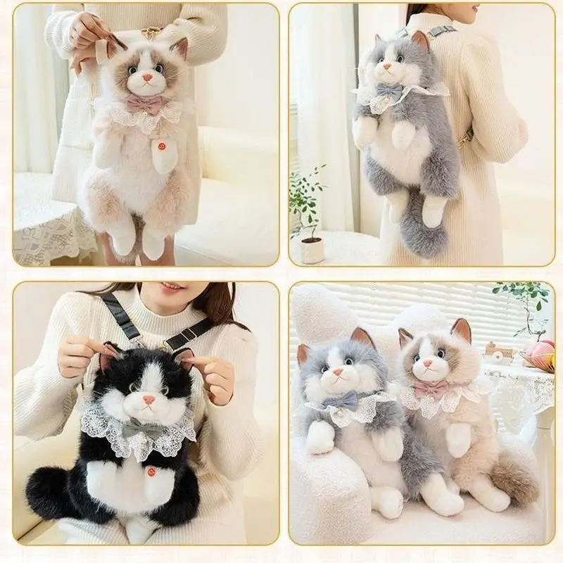 

Simulation Ragdoll Plush Cat Backpack Stuffed Animal Soft Cute Shoulder Bag Decorative Plush Toy For Daily Shopping Travel Gift