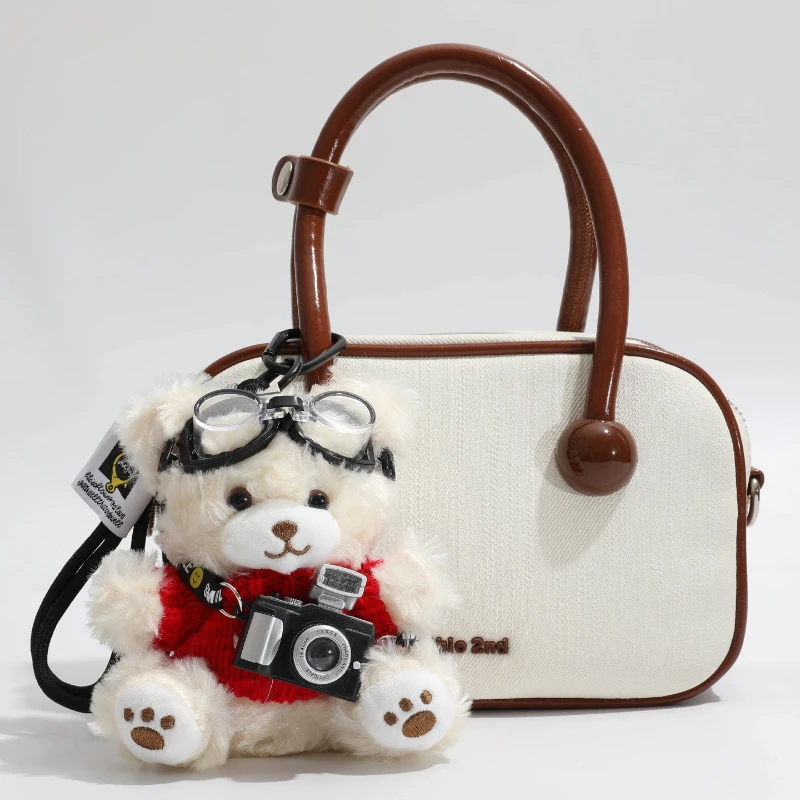 

Cute Camera Bear Keychain - Kawaii Plush Teddy Bag Charm for Backpack Purse, Y2K Couple Keyring, Cool Toy Pendant,Gift for Women