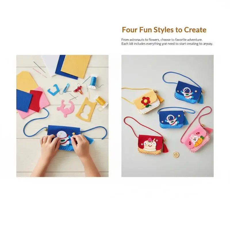 Cute Felt Felt Bag Making Kit Crafts Art Sewing Toy Crossbody Bag Kindergarten Cartoon Handmade Bag view 4