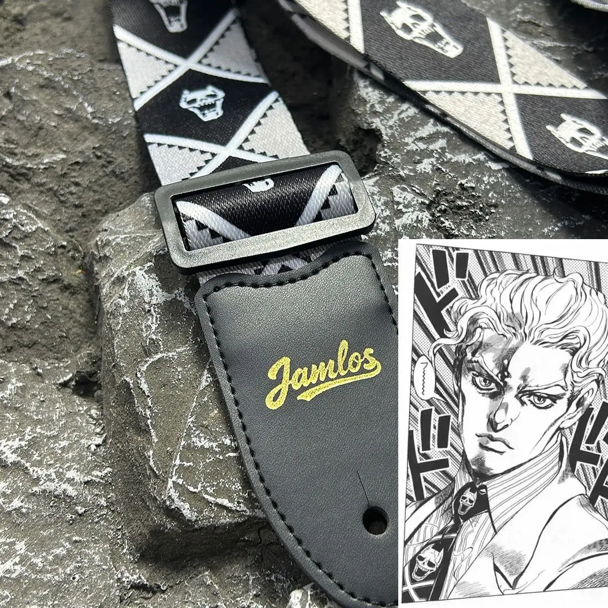 Jojo's Bizarre Adventure Embroidery Guitar Strap Leather Acoustic Electric Guitar Yoshikage Kira Guitars Widening Shoulder Belt