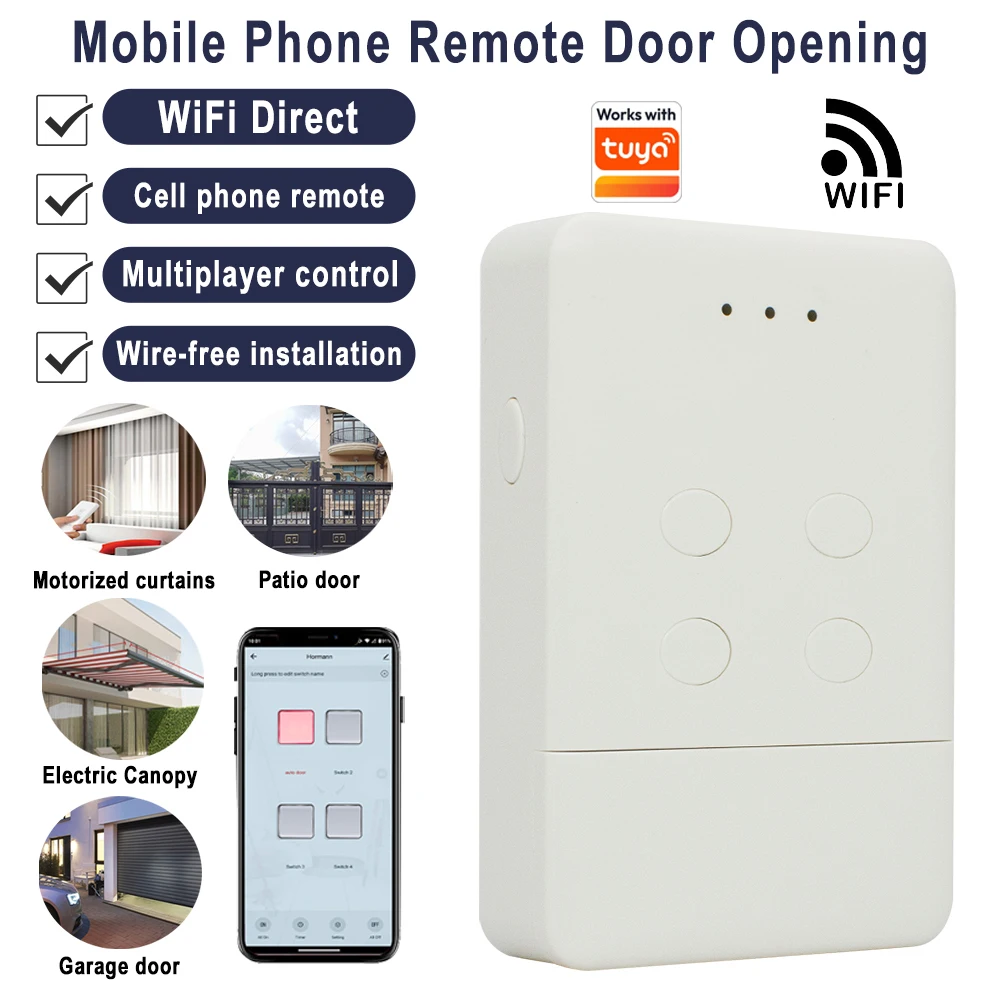 

Smart Opener Wifi Converter Work For DOORHAN TRANSMITTER - 2/4 PRO 433MHz Garage Door Remote Control Work With Tuya App