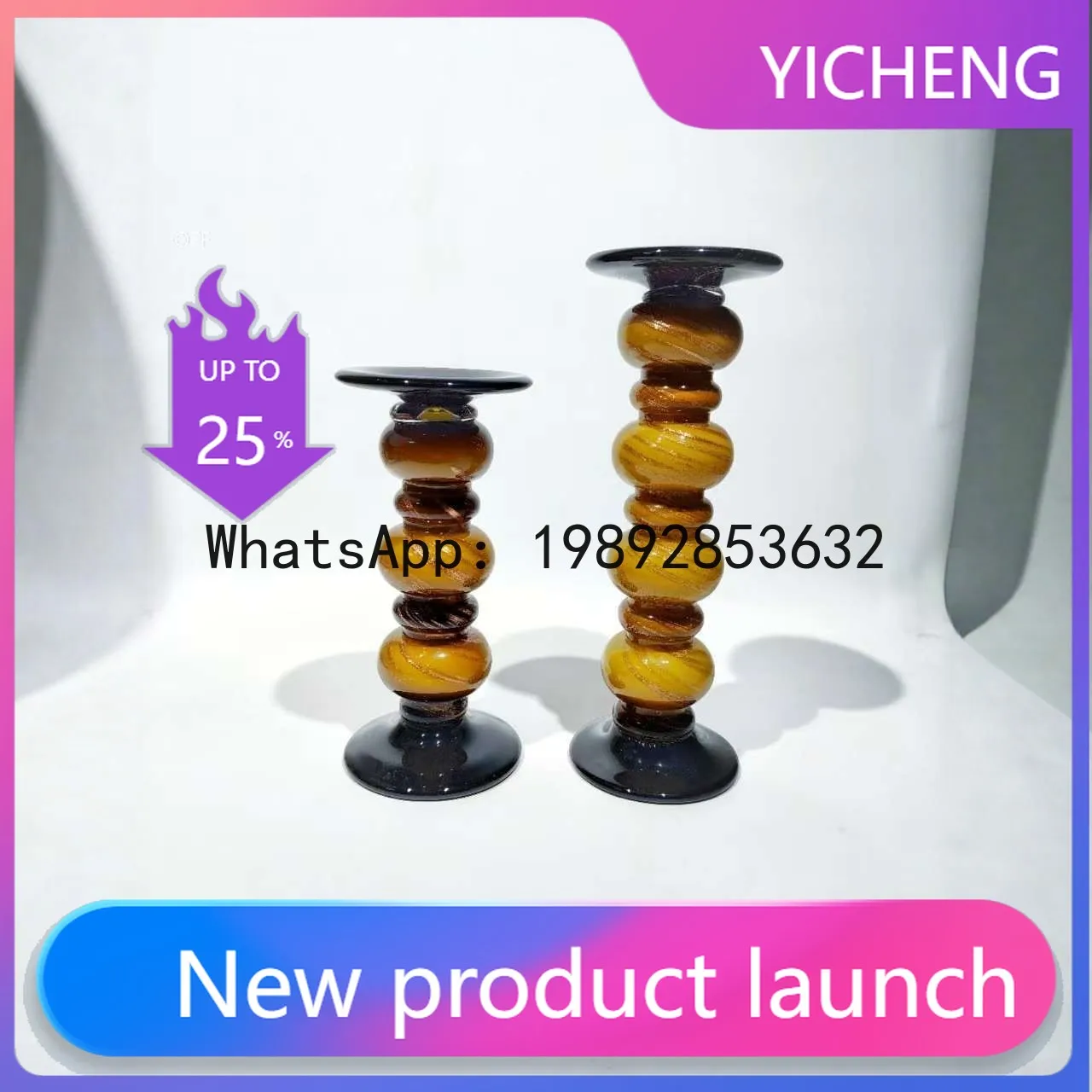 

PYJ retro vintage glazed candle holder medieval modern home soft decoration