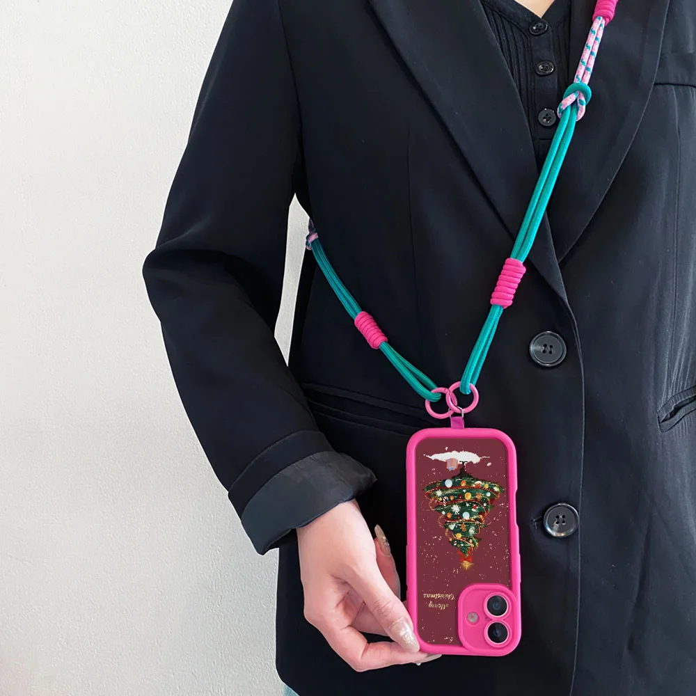 YPM5Crossbody Lanyard Case voor Samsung S25 S24 S23 S22 S21 Ultra S23 S24 FE Kerstboom Ketting Riem Zachte TPU Telefoon Cover