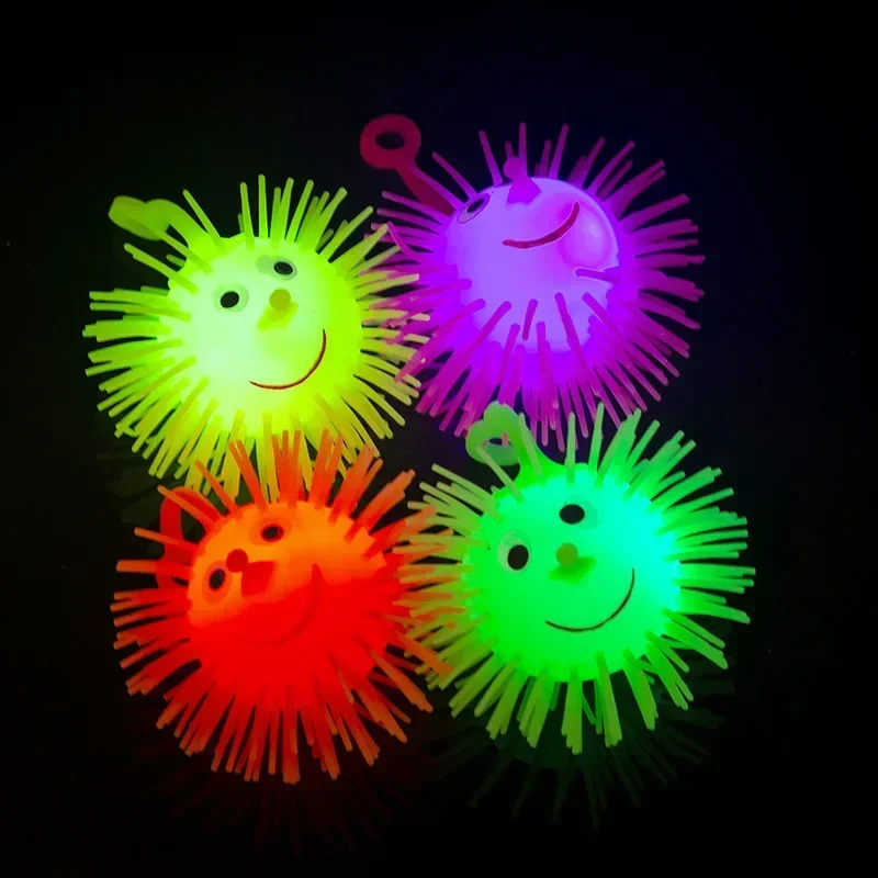 Gloeiende Egel Bal Knipperende Elastische Glow Haarballen Stuiterende Rubberen Speelgoed Licht Up Flash Speelgoed Feestartikelen Kids