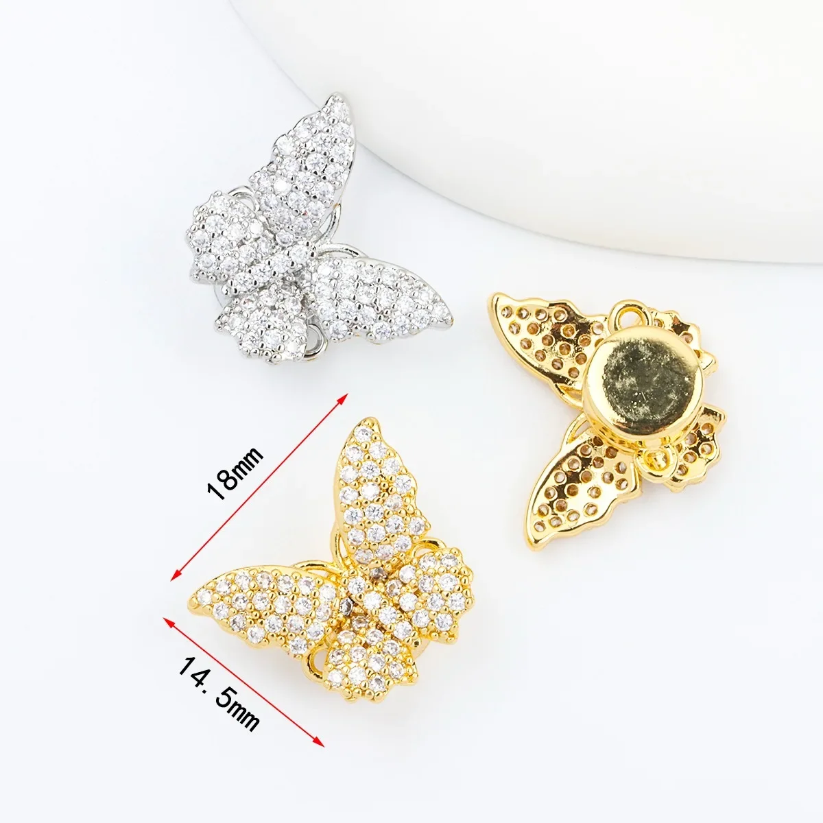 18K Real Gold-plated Light Luxury Butterfly Magnet Button Head Necklace Bracelet Tail Buckle Connecting Buckle DIY Accessories